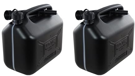 ProCar 2 Stück Benzinkanister 10 Liter Schwarz - UN- Zulassung Kunststoff Kraftstoffkanister mit Füllstandsanzeige - Made in Europe (Schwarz, 2X10 Liter)