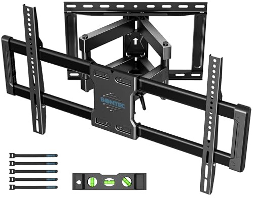 BONTEC TV Wandhalterung Schwenkbar für 37-85 Zoll, 60 kg, VESA 600x400 mm | Ausziehbarer Doppelarm mit Neigefunktion – für flexible Sichtwinkel bei flachen und gebogenen Fernsehern
