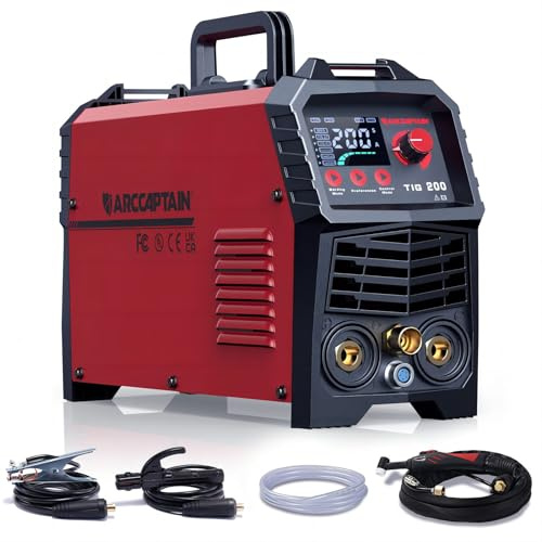 ARCCAPTAIN DC WIG Schweißgerät 200Amper IGBT - Kombi HF-Zündung TIG WIG Schweißgerät mit 200 Ampere und MMA E-Hand, mit Digitale LED Anzeige, Schweißen von Stahl, Edelstahl uvm