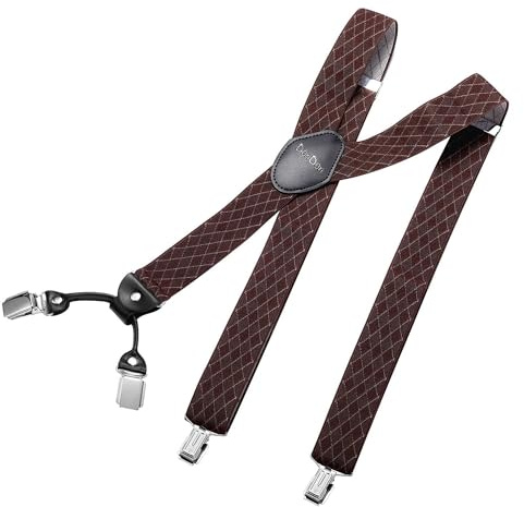 DonDon Hosenträger Herren extra stark 3,5 cm Hosenträger Herren breit in Y-Form lang - Starke Clips passend für Anzug Jeans Chinos Vintage Rockabilly Suspenders