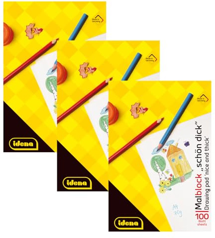 Idena 10390 - Idena Malblock, DIN A4, 100 Blatt, 70g/m², Schön Dick (3 Stück)