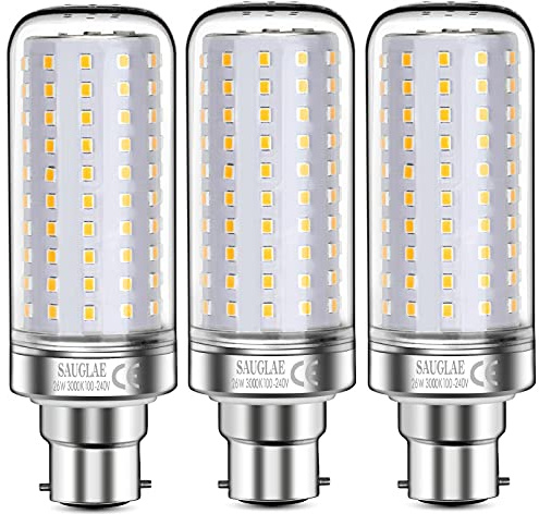 SAUGLAE 26W LED Lampen, 200W Glühlampen Äquivalent, 3000K Warmweiß, 3000Lm, B22 Bajonett Kappe LED Leuchtmittel, 3 Stück