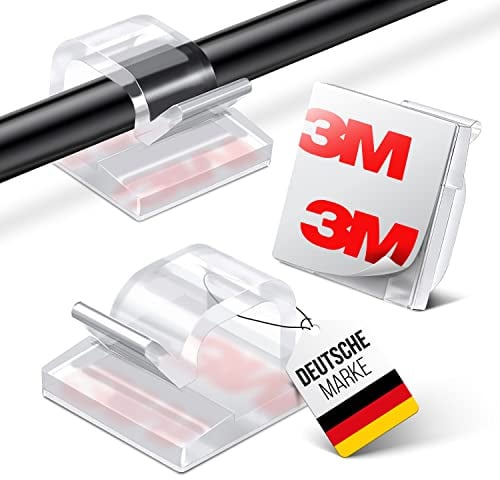 MYMIND® Kabelhalter selbstklebend 50 Stück Indoor & Outdoor – Kabelclips für Kabelmanagement – Kabelklemmen & Kabelorganisator für Schreibtisch – Kabelbefestigung für Lichterkette