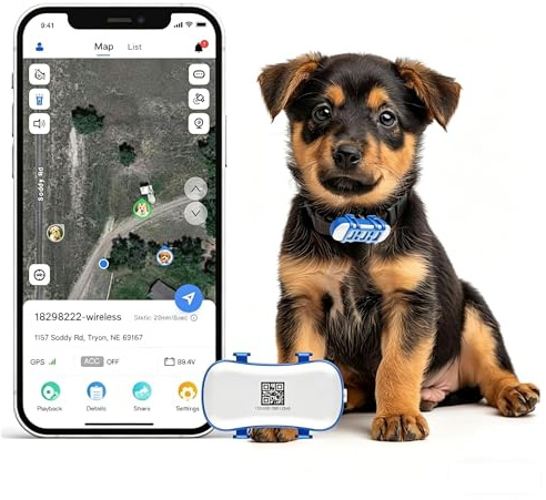 GPS-Tracker für Haustiere, GPS-Tracker für Hunde, 4G Live-Satelliten-Tracking, mehrere intelligente Warnungen, vollständig wasserdicht, unbegrenzte Reichweite, Echtzeit Ortung mit App