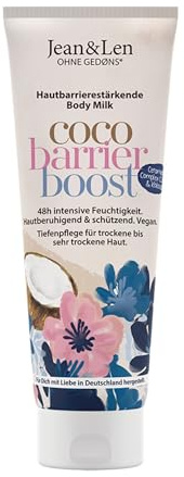 Jean & Len Body Milk Ceramide Complex & Kokosöl, reichhaltige Textur, hautbarrierestärkende Pflegeformel, Kokos-Duft, Bodylotion für trockene bis sehr trockene Haut, ohne Parabene & Silikone, 250 ml