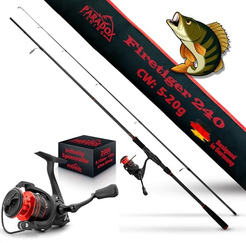 Paradox Fishing Firetiger Spinnrute I 2,1m/2,4m/2,7m I 5-20g/ 15-35g/ 20-60g I Barsch Rute I Zanderrute I Hecht Rute - Spinnruten