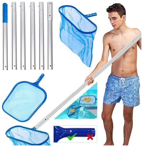 Pool Kescher,Laubkescher Pool,Poolkescher,Teich Kescher mit Teleskopische Pole,Bodenkescher Pool,Pool Kescher Set,Kescher Teich Feinmaschig,Pool Tief Kescher,Poolreinigung für Schwimmbad,Aquarium,Spa