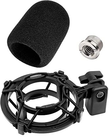 AT2020 Mikrofonspinne, Kompatibel mit Audio-Technica AT2020USB+, AT2035 & ATR2050, Mikrofon-Stoßdämpferhalterung mit 5/8 und 3/8 Adapter