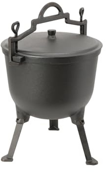 LALABU Gulaschkanone, 8L Gulaschkessel mit Abnehmbarer Aufhäng-/Tragegriff,Camping Cooking Set mit Deckel für Outdoor Kochen, Feldküche - Eintopfofen Suppentopf Gulasch