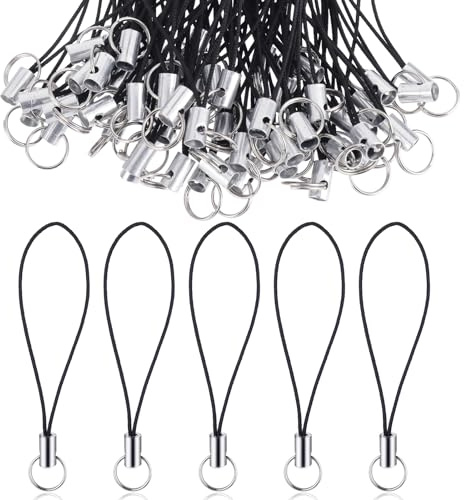 Bremorou Handyanhänger Schlaufen 100 Stück Einfache Handy Lanyard Strap,Handyanhänger Mit Karabiner Split Ring Strap Für Handy Lanyard Strap Diy Seil Zum Aufhängen