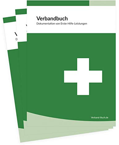 3er SET - Verbandbuch/Unfallbuch Stand 2026 - DIN A5 + doppelte Seitenanzahl GRÜN - DSGVO konform - für Gewerbe, Arbeit und Erste-Hilfe-Maßnahmen
