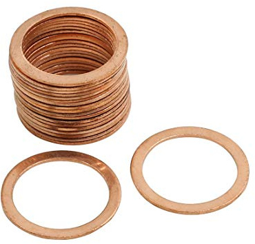 sourcing map 20 Stück Kupferdichtringe Unterlegscheiben 22mm Flach Dichtung Kupferringe Dichtringe