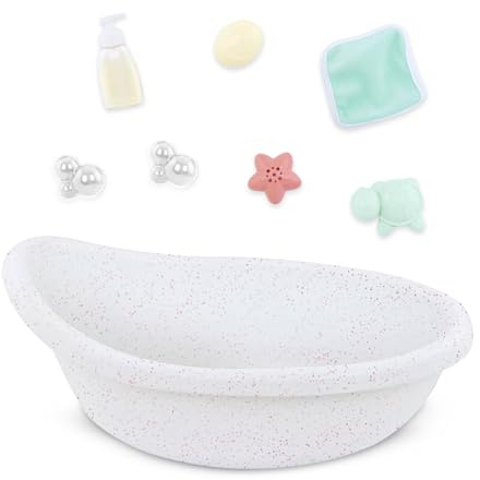 LullaBaby - Baby-Puppen-Badewanne - Badeset - Badewannenspielzeug - Baby-Puppen-Zubehör - Echtes Wasserspiel - Kinder 2 Jahre +