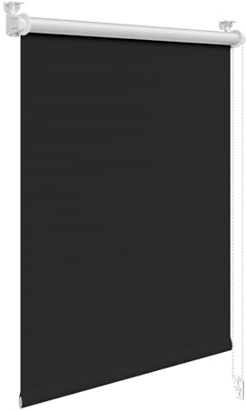 WOLTU Verdunkelungsrollo Thermorollo ohne Bohren 70x160 cm, Schwarz | Verdunklungsrollo Innen Rollos ohne Bohren für Fenster und Türen, Fensterrollo Hitzeschutz Klemmrollo, Stoffbreite 66 cm