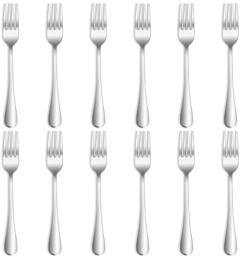 QUCHER 12 Stück 8.2（20.8cm）Edelstahl Tafelgabeln, Gabel set,Spiegelpoliert,Abendessen Gabeln für Heimgebrauch Haus Küche Gaststätte,spülmaschinengeeignet