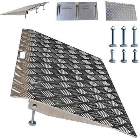 Schwellenrampe WORHAN Mobil Variable Höhenverstellung Ladeplattform Stufenrampen Rollstuhlrampe Alu Aluminium Rampe Türschwellenrampe 1TR70