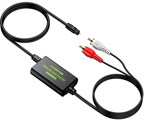 LiNKFOR DA Wandler 192KHz Optischer Toslink Koaxial auf Analog RCA L/R Audio Adapter mit optischem Kabel für PS3 DVD Sky Xbox HDTV Blu-Ray-Player