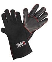 Weber Leder Grillhandschuhe, 1 Paar, extrem hitzebeständig, weich und sicher, aus Premium Leder mit roter Naht - Schwarz (17896)