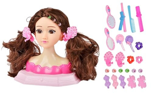 Puppenkopf für Kinder, zum Frisieren, Friseur-Set für Puppen, Mädchen, Make-up-Set für Mädchen | Play Educational Fewend Set für Geburtstag