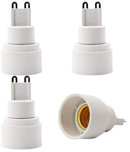 INTIRILIFE G9 auf E14 Lampensockel Adapter in WEISS - 4x Lampenadapter zum Umformatieren von E14 Lampe auf G9 Fassung - 4er Set Konverter für Lampenfassung LED Lampen Glühlampen CFL-Lampen