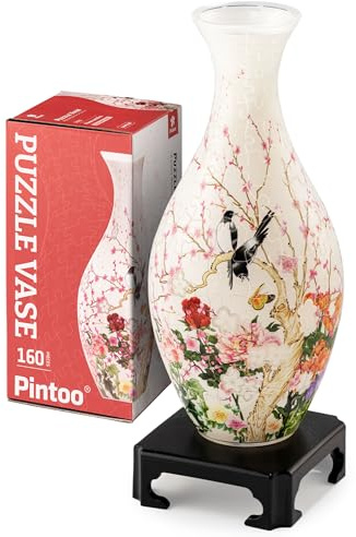 Pintoo 3D Puzzle Blumenvase - Flowers and Birds | Zauberhafte Geschenkidee für stilvolle Heimdekoration, 160 Teile, DIY Bastelset, Puzzle für Erwachsene, Weihnachten [S1035]