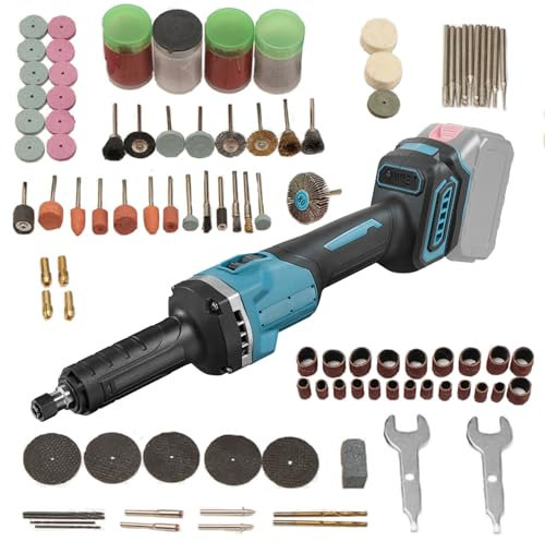 Akku Geradschleifer mit 147 Zubehör, Kit kompatibel mit Makita 18V bis 21V, Multifunktion Bürstenloser Stabschleifer, 4 Geschwindigkeiten für 3mm und 6 mm Bohrfutter(Akku nicht enthalten)