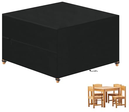 VANSHEIM Gartenmöbel Abdeckung Wasserdicht Schutzhülle Gartenmöbel Abdeckung für Tisch und Stühle Abdeckplane Gartenmöbel Abdeckhaube Gartenmöbel Winddicht Anti-UV 420D Oxford Gewebe 100x100x80cm