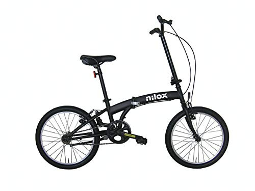 Nilox - Bike X0 - Klapprad - Einfach zu Transportieren - Modernes Design - Mit Mattem Stahlrahmen - Leichtes Fahrrad, 12 kg Gewicht - Mit 20 Alufelgen, Schwarz