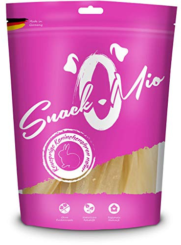 SnackOMio – Premium Hundesnack – knusprige Kaninchenohren Natur, getreidefrei, 1er Pack (1 x 150g)