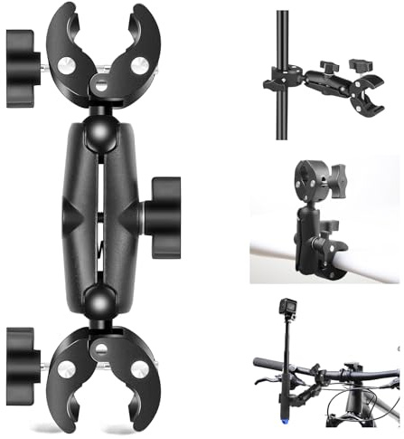 Doppelte Super-Krabbenklemme Motorrad-Lenkerklemme Kamera-Rohrzange, drehbare Kugelkopf-Klauenklemme für Kamerastange, Aufnahmestativ, reflektor