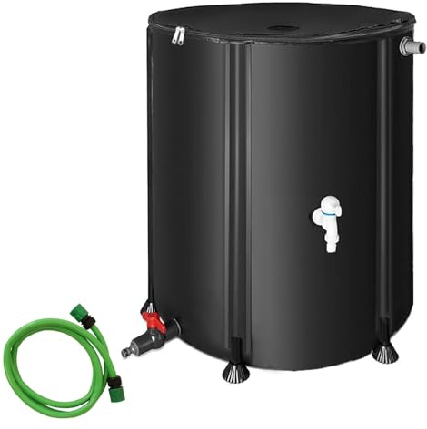 Mucola Regenwassertonne 250L faltbar mit Hahn Regentonne inkl. 2 Meter Wasserschlauch mit Anschluss Regenwassertank mit Überlaufschutz Regenfass | witterungsbeständig