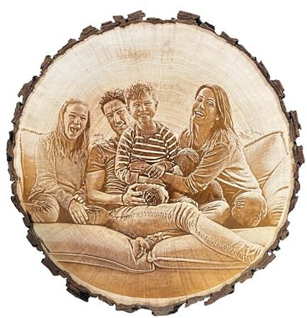 personalisierte Baumscheibe mit Gravur & Foto, personalisierte Geschenke zum Hochzeitstag, Jahrestag, Hochzeit, Jubiläum oder Geburtstagsgeschenk, individuelle Fotogeschenke aus massivem Holz