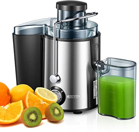 Juilist Entsafter Gemüse und Obst 800W Max, 304 Edelstahl Zentrifugal Entsafter mit 65mm Einfüllschacht, 2 Geschwindigkeiten, Einfach zu Reinigen & Antitropf, inkl. Bürste & Rezeptbuch