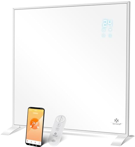 KESSER® Infrarotheizung Energiesparend Infrarot Standgerät & Wandmontage Elektroheizung 350W mit Fernbedienung Thermostat & App-Steuerung Elektrisch Heizpaneel Heizung Konvektor Standfüße