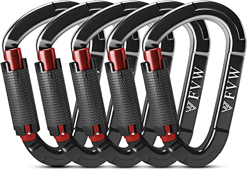Karabiner Klettern Kletterausrüstung,UIAA-Zertifiziert 25KN Auto Locking Kletterkarabiner Clips für Hängematten, Schaukel, Locking Hundele