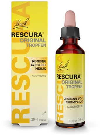 Bach RESCURA Bachblüten Tropfen ohne Alkohol I 20 ml I Bachblütenmischung für den Tag I ehemals Rescue das Original I Original Bachblütentropfen für innere Balance