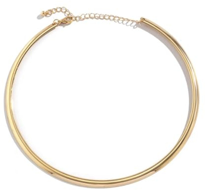 MAJALE Feste Halskette, Choker aus Messing, verstellbarer Verschluss, Damenschmuck, Einheitsgröße – Halskette für Damen mit einem Durchmesser von 13 cm