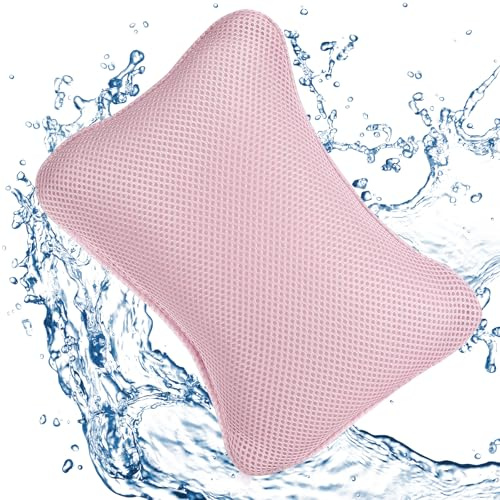 Quuylin Badewannenkissen,Badekissen für Badewanne (Rosa) | mit ergonomischer Passform,2 starken Saugnäpfen,Kissen für optimale Nacken Entspannung,entspannende Spa-Grundausstattung
