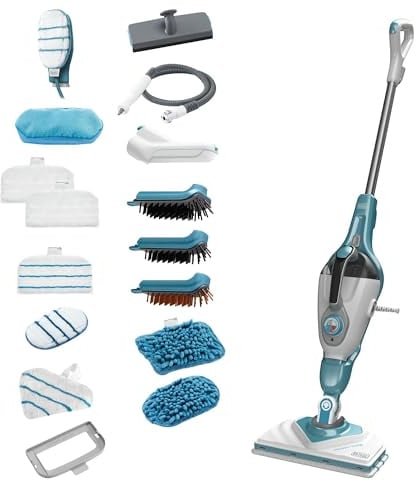 BLACK+DECKER 2-in-1-Multifunktions-Dampfmopp, BHSM1615DAM-QS | Handreinigungsgerät, STEAMitt-Handschuh und 17 Zubehörteile inklusive