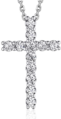 MomentWish Kreuz Kette Moissanite, 1,2 Karat Halskette mit Kreuz Anhänger Silber 925 Infinity Keltische Silberkette Schmuck Geschenke für Frauen und Herren