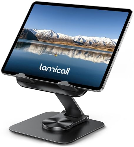 Lamicall Tablet Ständer, Tablet Halterung Tisch, Tabletständer Schreibtisch | [360° Drehbar & Faltbar] Verstellbarer iPad Ständer Tablethalterung, iPad Halter für iPad Pro Air Mini, Samsung, Büro Zubehör