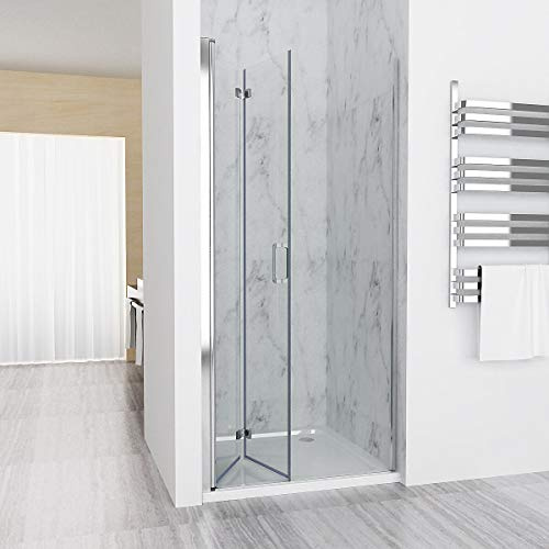 Nischentür 90 x 195 cm Duschabtrennung 180° Schwingtür Falttür Duschwand Dusche 6mm NANO Echtglas