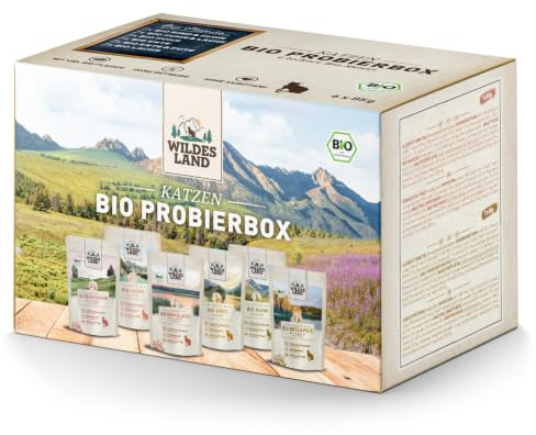 Wildes Land - Pouch Probierbox - Bio Adult Nassfutter für Katzen - 6X 85g
