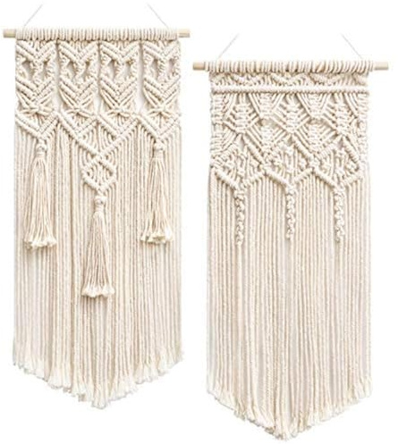 Mkouo 2Pcs Makramee gewebte Wandbehang Boho Chic Bohemian Home Geometric Art Decor - Schöne Wohnung Dorm Room Decoration, Small Size 45.7cm（L x 24cm(W)