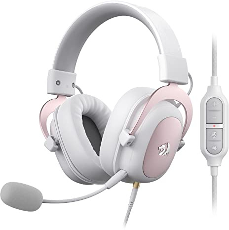 Redragon H510 Zeus Gaming Headset Kabel 7.1 53mm Rosa Weiß | Gaming Headset Surround atmungsaktiver Stoff 53mm Treiber abnehmbares Mikrofon rosa weiß