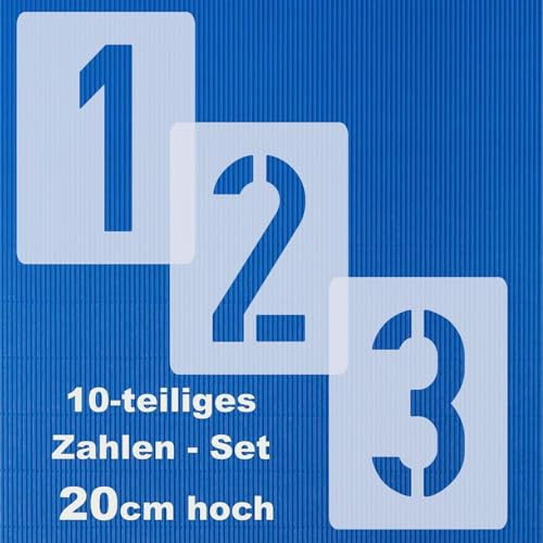 20cm Zahlen | Schablonen Set Zahlenschablone Nr.35, 1 Satz Zahlen von 0 bis 9,10 Einzelschablonen groß, Malschablone