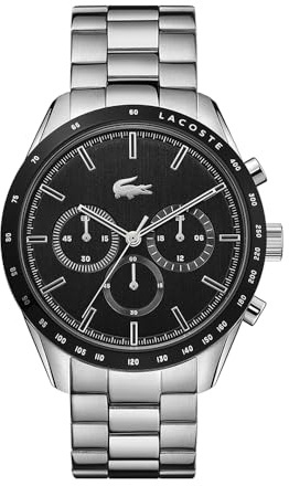 Lacoste Chronograph Quarz Uhr für Herren Kollektion Boston mit Silbernes Edelstahlarmband - 2011079