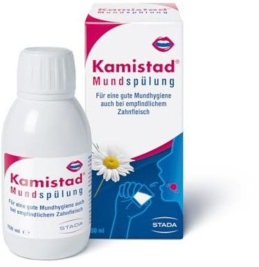 Kamistad Chlorhexidin Mundspülung - bei empfindlichem Zahnfleisch als ergänzende Pflege für eine gute Mundhygiene - antibakteriell - hilft, Karies vorzubeugen - 1 x 150 ml