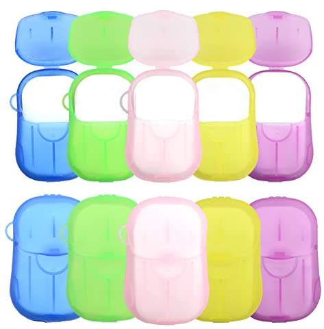 CIOUYAOS 10 Stück 500pcs Seifenblätter, Seife Seifenblättchen für Unterwegs, Reisen Portable Hand Soap, Mini Kleine Paper Seife Box, Papier Seifenpapierblätter Reiseseife Seifenblätter to Go
