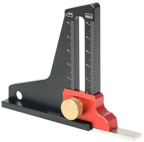 Tiefe Höhen-Sägelehre, Tischsägen-Tiefe-Höhen-Messer, Aluminiumlegierungs-Höhenmesser für Zimmermann Holzbearbeitungsmessung (1 Stück)